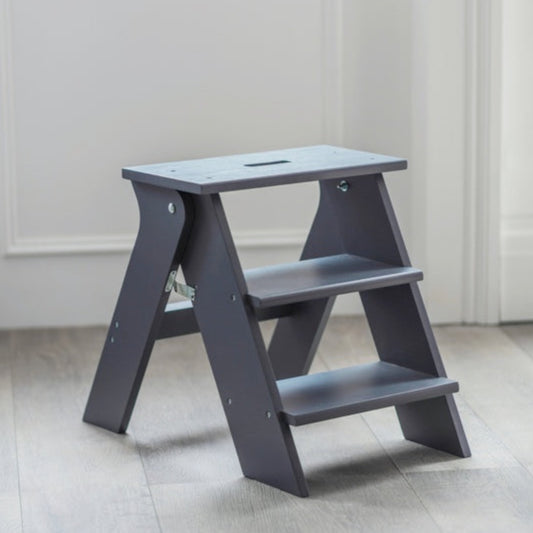 Wooden Step Stool In Charcoal