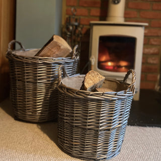 Large Round Wicker Log Basket