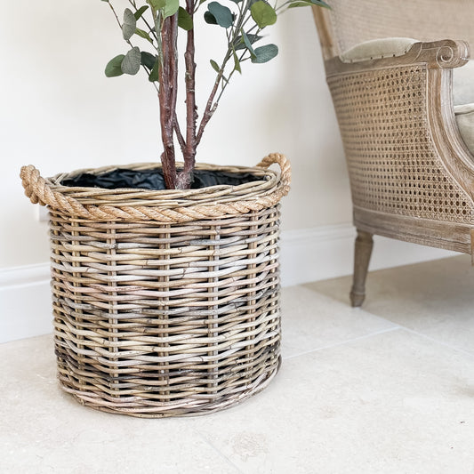 Medium Rope Handled Rattan Planter