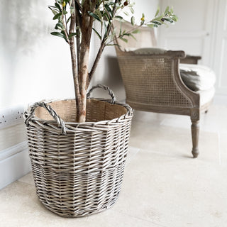 Large Round Wicker Log Basket